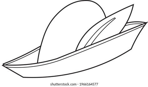 black and white illustration of cartoonish archer hat