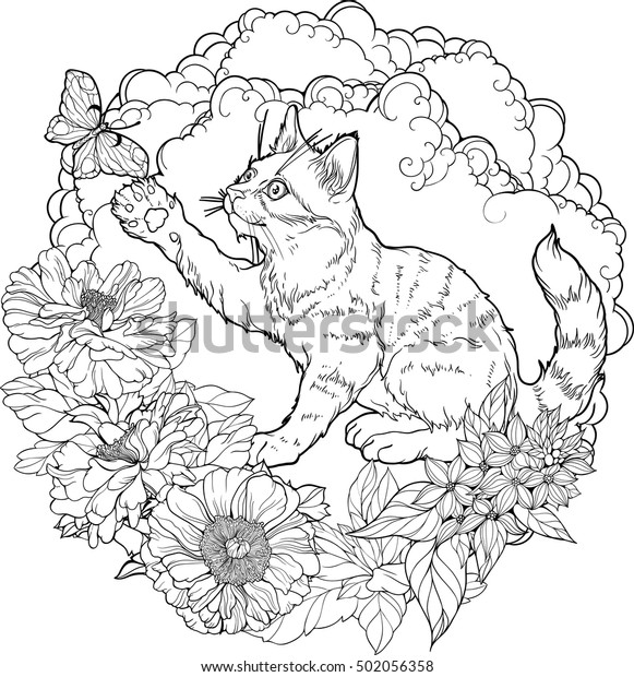 76 Top Coloring Page Cat And Butterfly Images & Pictures In HD