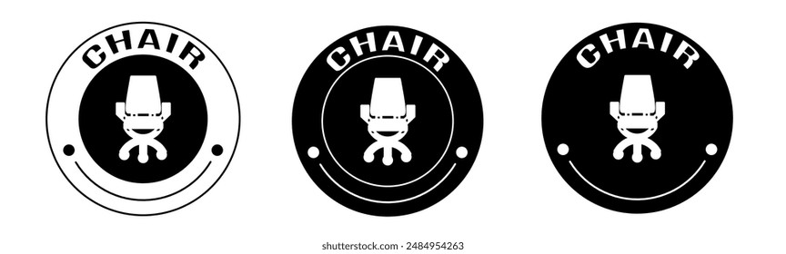 Black and white illustration of chair icon in flat. Stock vector.