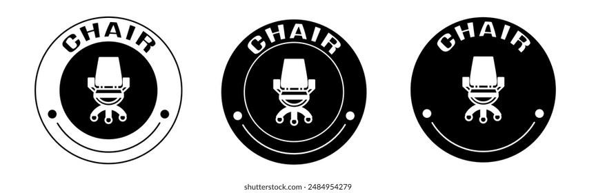 Black and white illustration of chair icon in flat. Stock vector.