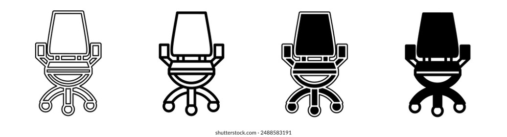 Black and white illustration of a chair. Chair icon collection with line. Stock vector illustration.