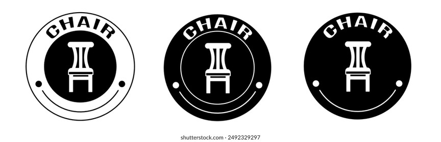 Black and white illustration of chair icon in flat. Stock vector.