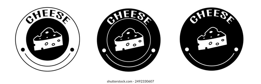 Black and white illustration of cheese icon in flat. Stock vector.
