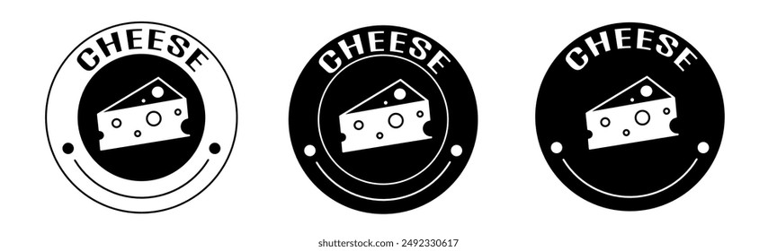 Black and white illustration of cheese icon in flat. Stock vector.