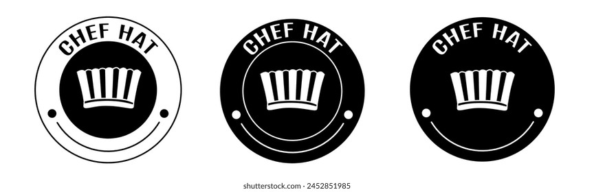 Black and white illustration of chef hat icon in flat. Stock vector.