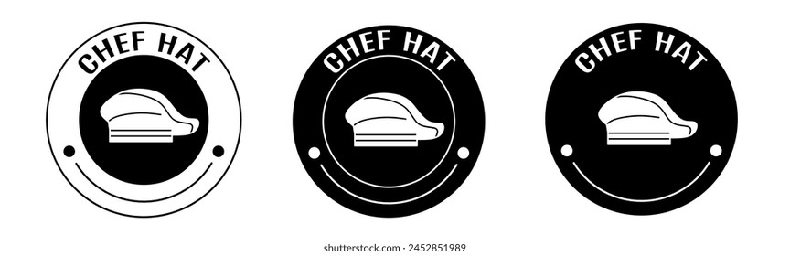 Black and white illustration of chef hat icon in flat. Stock vector.