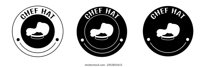 Black and white illustration of chef hat icon in flat. Stock vector.