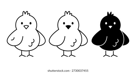 Ilustración en blanco y negro de los polluelos
