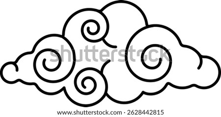 black and white illustration of a Chinese Cloud