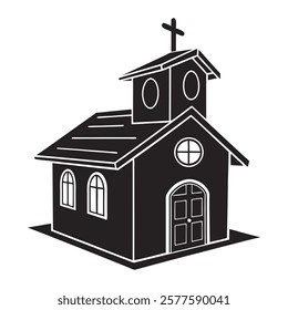 Black and White Illustration of Church