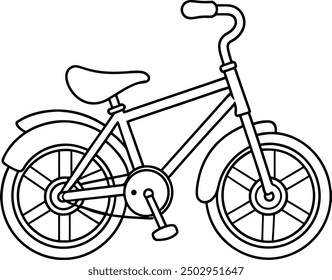 Black and White Illustration of a Classic Children's Bicycle