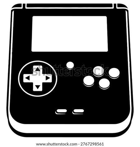 A black and white illustration of a classic game console controller with directional pad and buttons, evoking nostalgia for retro gaming and vintage electronics.
