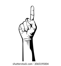 Black and white illustration. Clip art. Body Part. Finger Gesture. Line art.