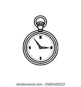 A black and white illustration of a clock