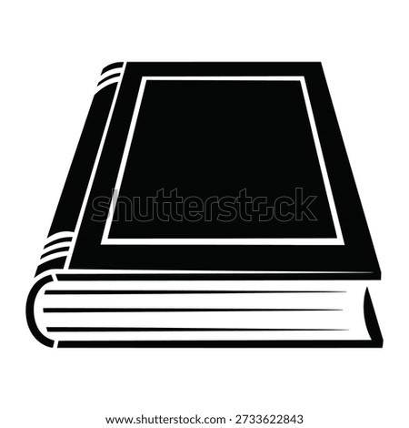Black and white illustration of a closed textbook or dictionary educational material icon