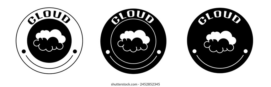 Black and white illustration of cloud icon in flat. Stock vector.