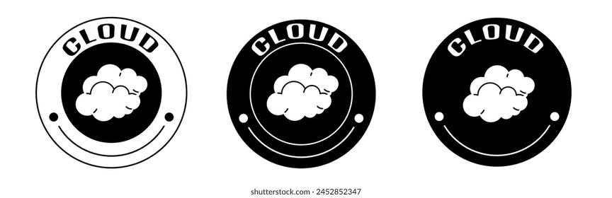 Ilustración en blanco y negro del icono de la nube en plano. Vector estándar.