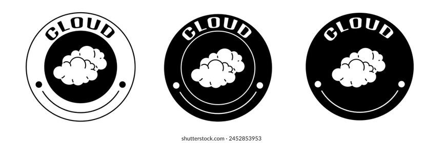 Schwarz-Weiß-Illustration der Wolke-Ikone in flach. Vektorgrafik des Bestands.