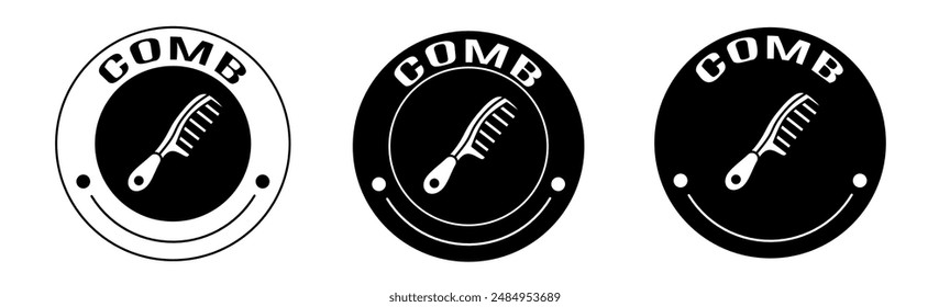 Black and white illustration of comb icon in flat. Stock vector.