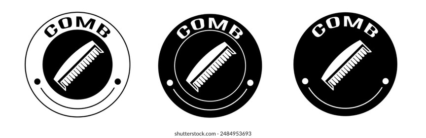 Black and white illustration of comb icon in flat. Stock vector.