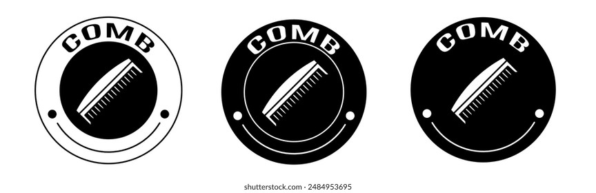 Black and white illustration of comb icon in flat. Stock vector.
