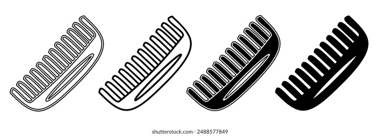Black and white illustration of a comb. Comb icon collection with line. Stock vector illustration.