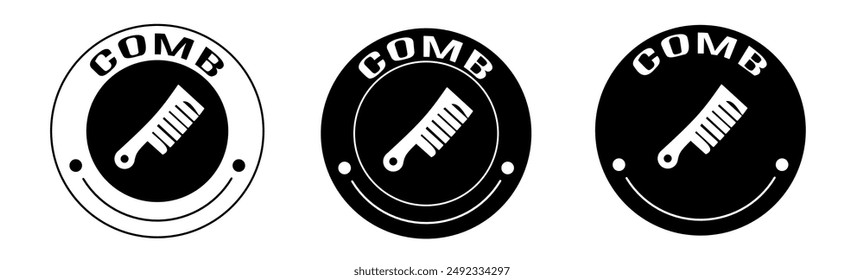 Black and white illustration of comb icon in flat. Stock vector.