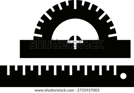 A black and white illustration of a combination square tool with protractor and ruler