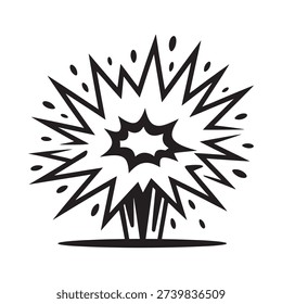 black and white illustration of a comic explosion