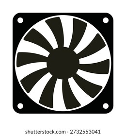 Una ilustración en blanco y negro de un ventilador de enfriamiento de computadora con cuchillas circulares