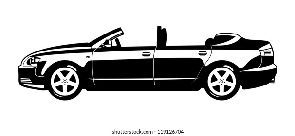black and white illustration of  Convertible. (four-door)