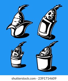 a black and white illustration of the corn mascot