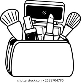black and white illustration a cosmetic bag