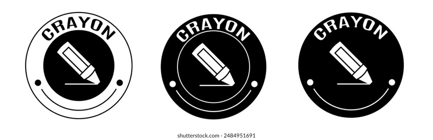 Black and white illustration of crayon icon in flat. Stock vector.