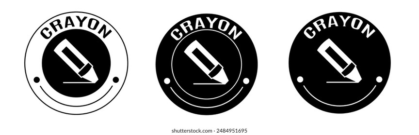 Black and white illustration of crayon icon in flat. Stock vector.