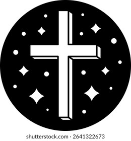 black and white illustration of a cross