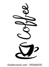 Black White Illustration Cup Coffee Text Stock Vector (Royalty Free ...