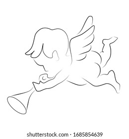 Black and white illustration of cupid