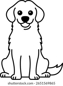 ilustração preto e branco de um bonito Golden Retriever
