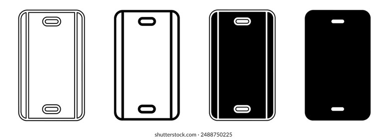 Black and white illustration of a cutting board. Cutting board icon collection with line. Stock vector illustration.