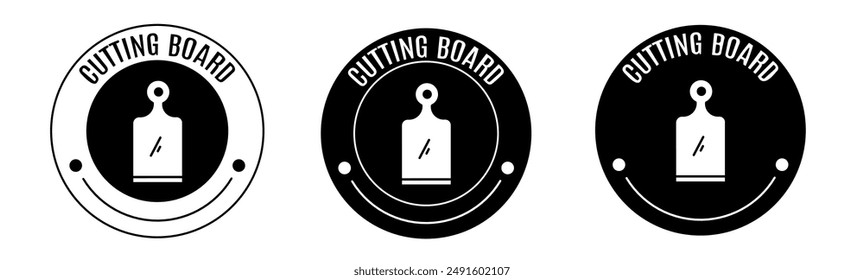 Black and white illustration of cutting board icon in flat. Stock vector.