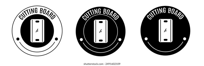 Black and white illustration of cutting board icon in flat. Stock vector.