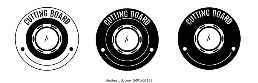 Black and white illustration of cutting board icon in flat. Stock vector.