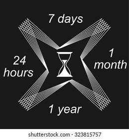 Black and white illustration of the cycle time with the hourglass icon.