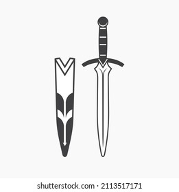 Schwarz-Weiß-Illustration von Dagger, Vektorkunst.