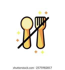Black and white illustration design of forbidden eating icon during fasting, Islamic Ramadan icon