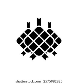 Black and white illustration design of three ketupat icons, Islamic Ramadan icon