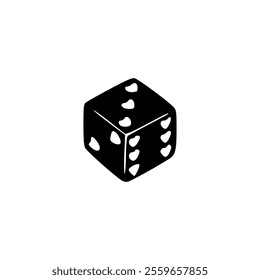 A black and white illustration of a dice