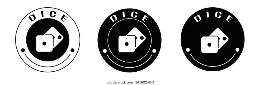 Black and white illustration of dice sign icon in flat. Stock vector.