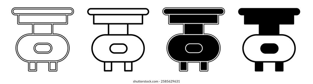 Black and white illustration of a digital scales. Digital scales icon collection with line. Stock vector illustration.